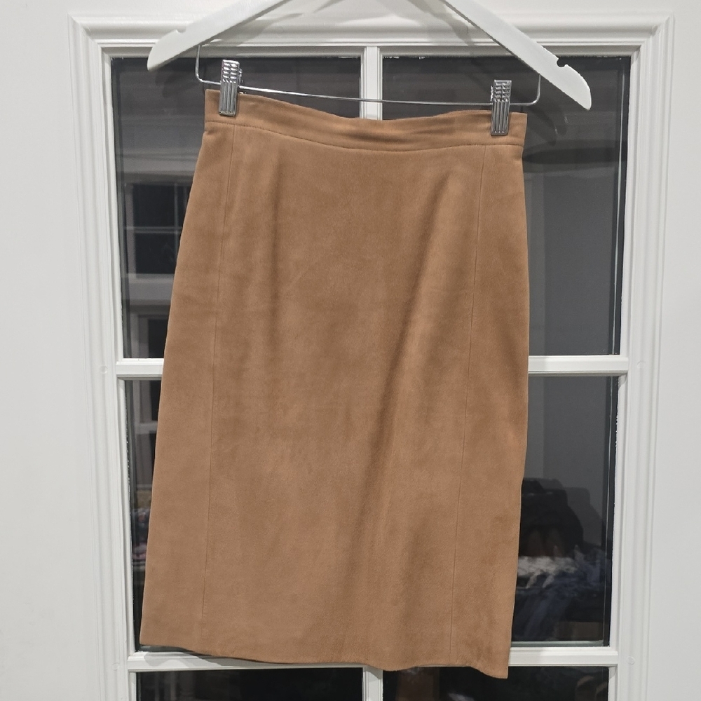 LOEWE Tan Suede Leather Spain Barcelona Skirt Size 38